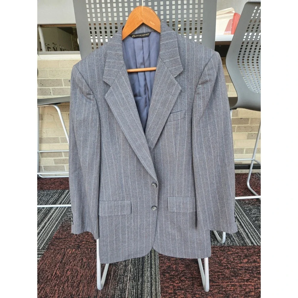Vintage Christian Dior Monsieur Blazer 42R Wool Pinstripe USA 2 Button Jacket